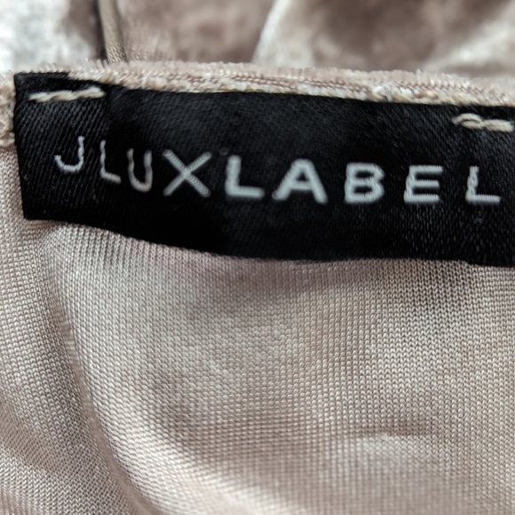 JLUXLABEL Crushed Velvet Bodysuit Taupe Nude Spaghetti Strap Size S - Picture 8 of 14